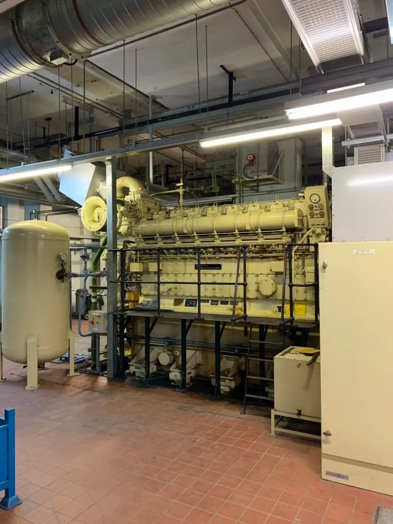 One of the marine diesel generators in the basement.