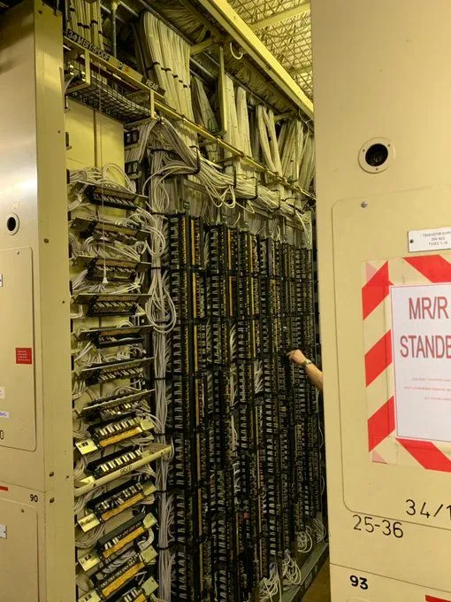 The Main Distribution Frame, where thousands of copper pairs are terminated.
